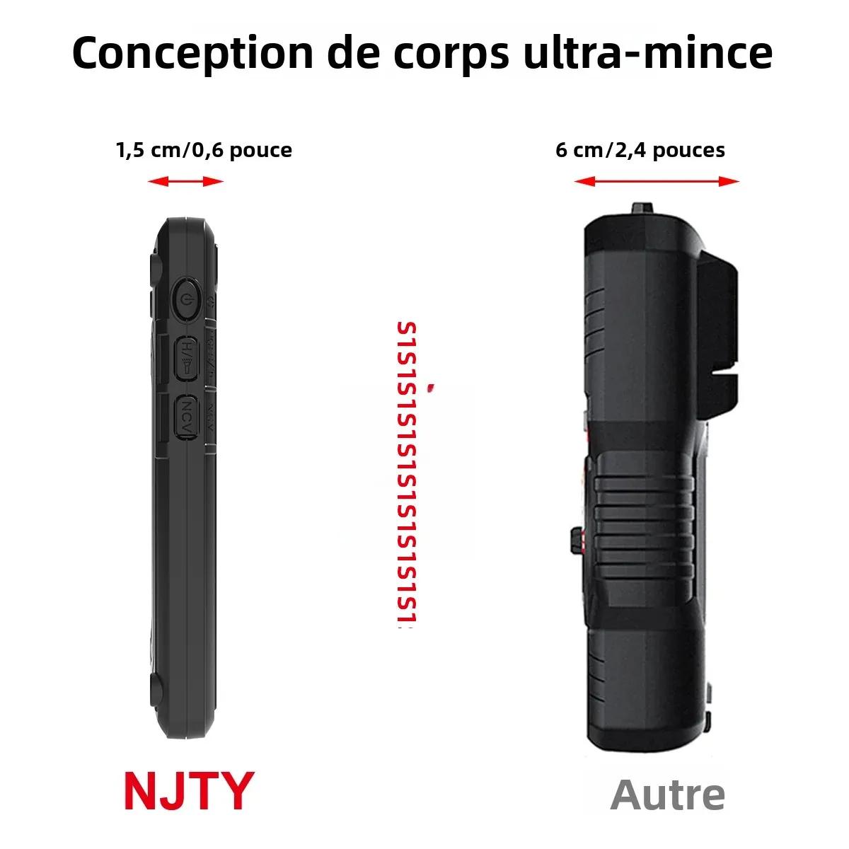 NJTY T3 multimètre numérique intelligent type-c charge automatique 4000 points Ultra-mince NCV fil sous tension affichag
