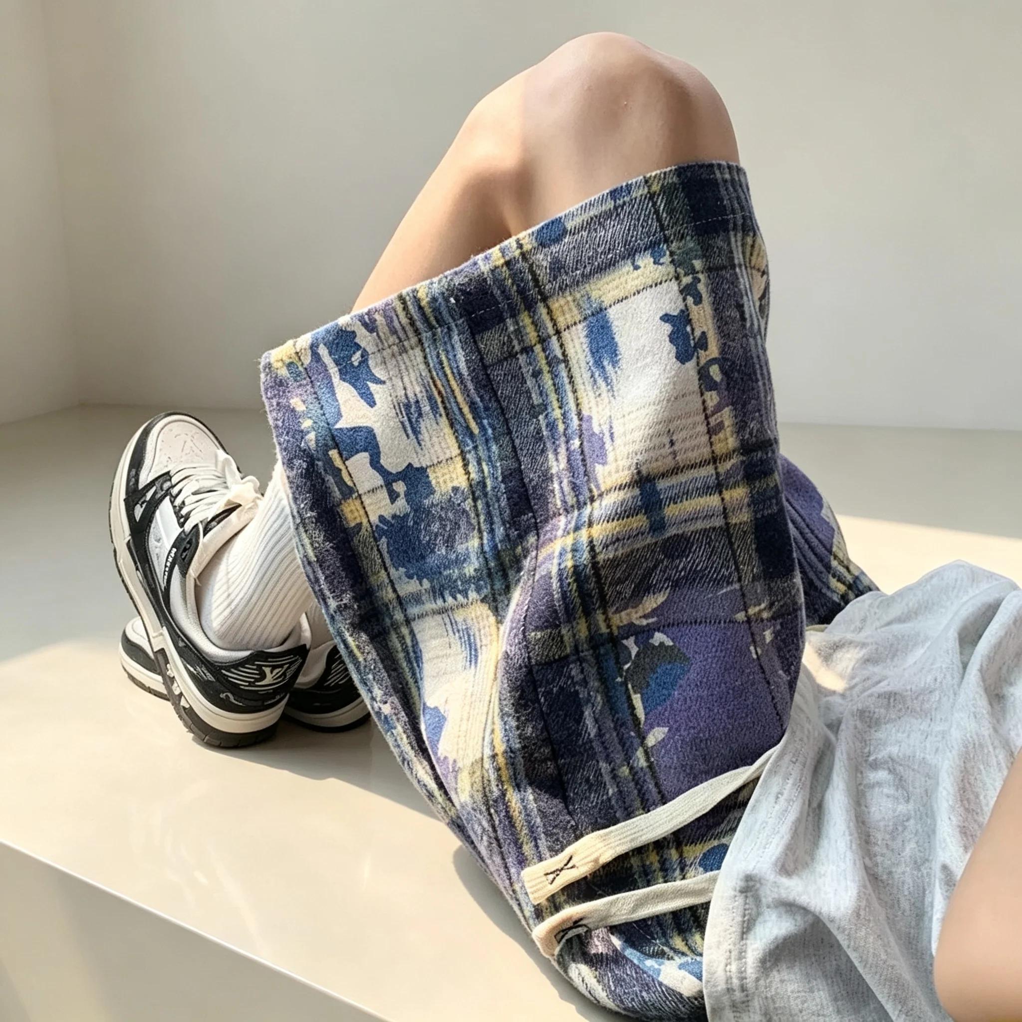 Short à carreaux vert Tie-dye pour hommes