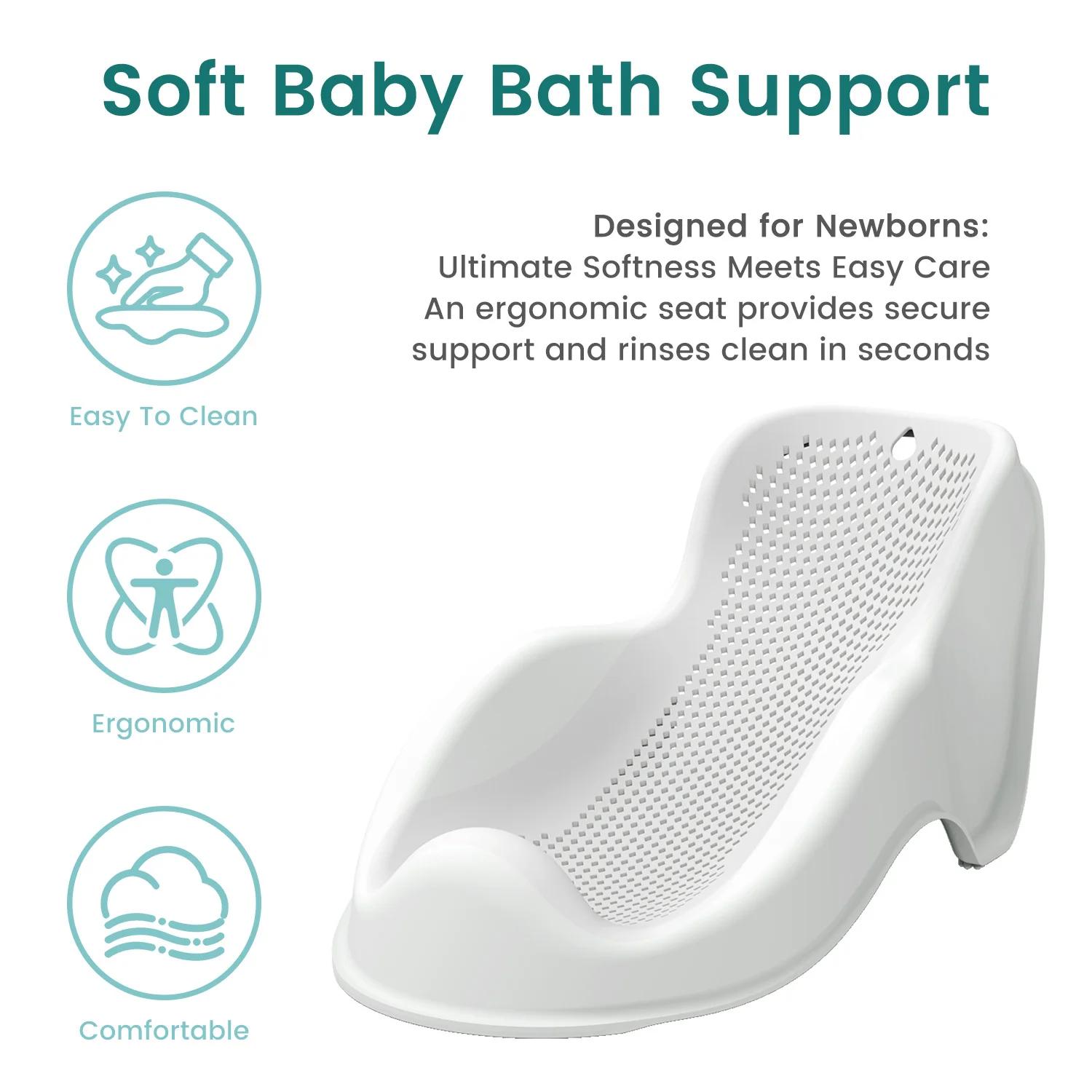 Support de bain doux pour bébés nouveau-nés - Siège de bain ergonomique, facile à nettoyer et confortable, antidérapant, avec design à séchage rapide