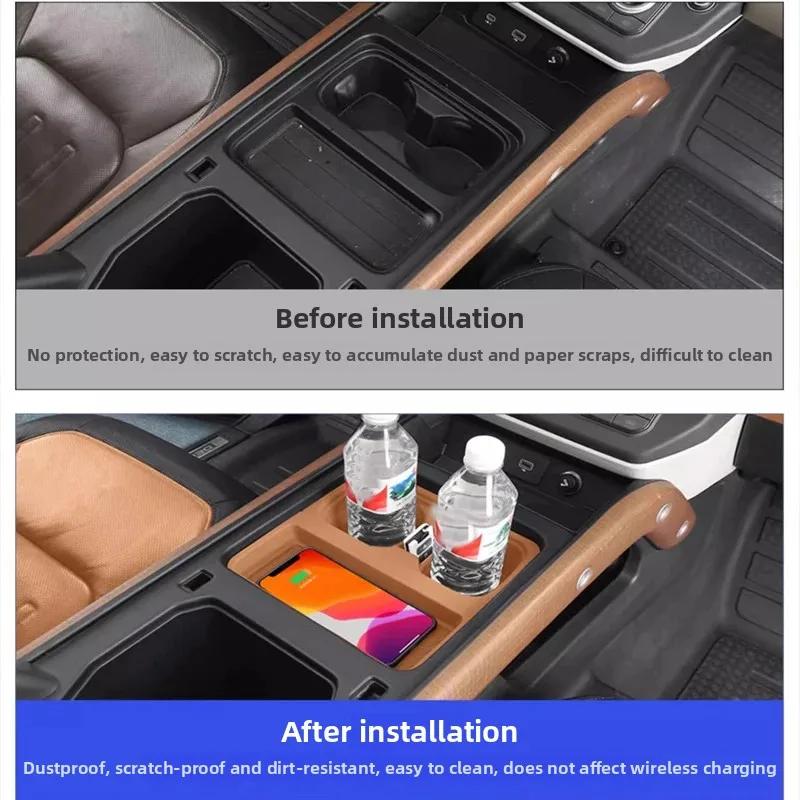 Boîte de rangement de voiture pour Defender 90 110, Console 2022 – 2024, chargeur sans fil, tapis antidérapants, tapis de tasse d'eau en Silicone, dessous de verre