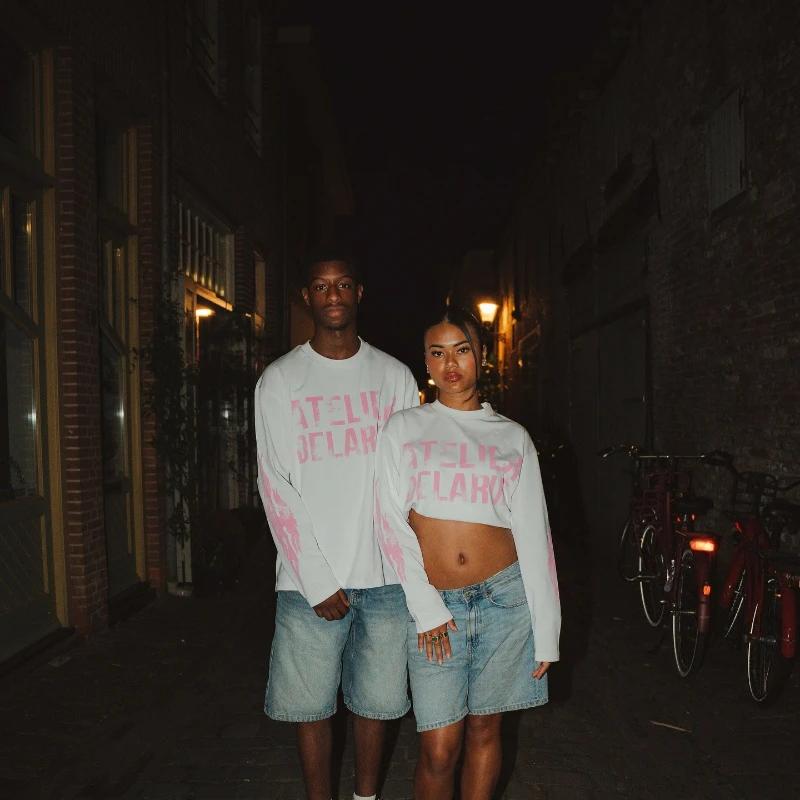 Y2K Harajuku rétro Niche à manches longues imprimé lettre flamme hauts nouvelle mode décontracté confortable Streetwear 
