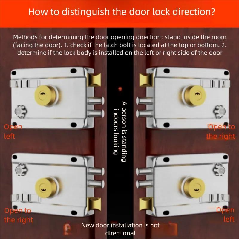 Serrures de porte extérieures en acier inoxydable, serrure de sécurité antivol, serrure de porte en bois à assurance Multiple avec clés, quincaillerie de meubles