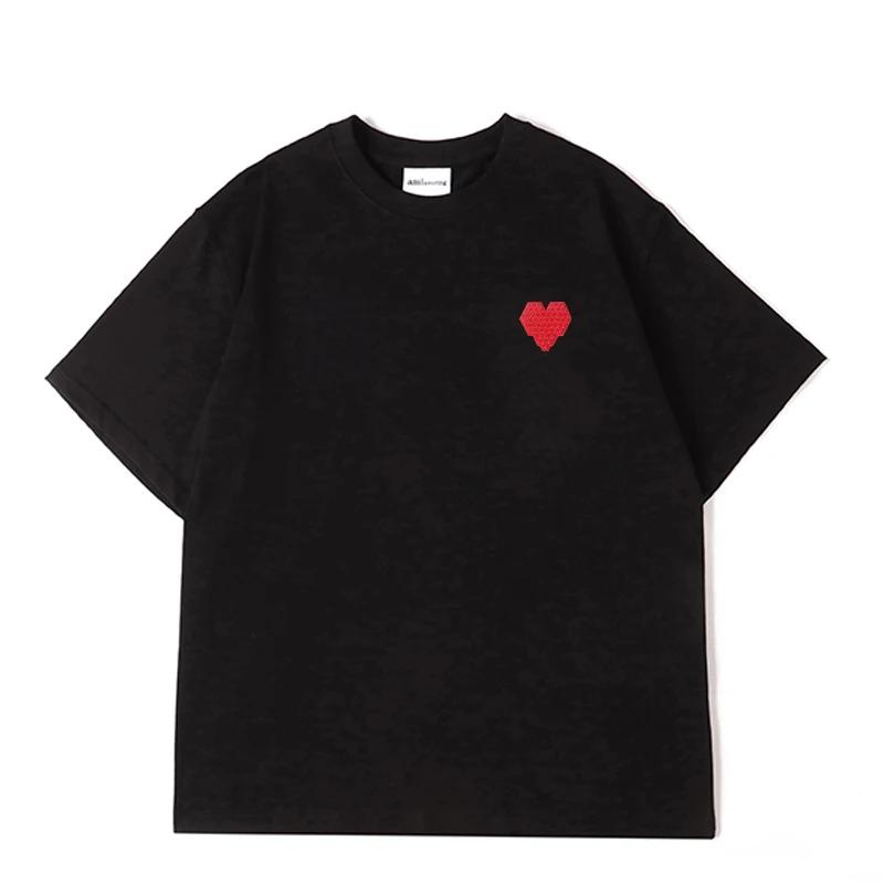 AMI AMORING nouveau en forme de coeur une broderie décontracté coton coupe ample hommes et femmes haut à manches courtes
