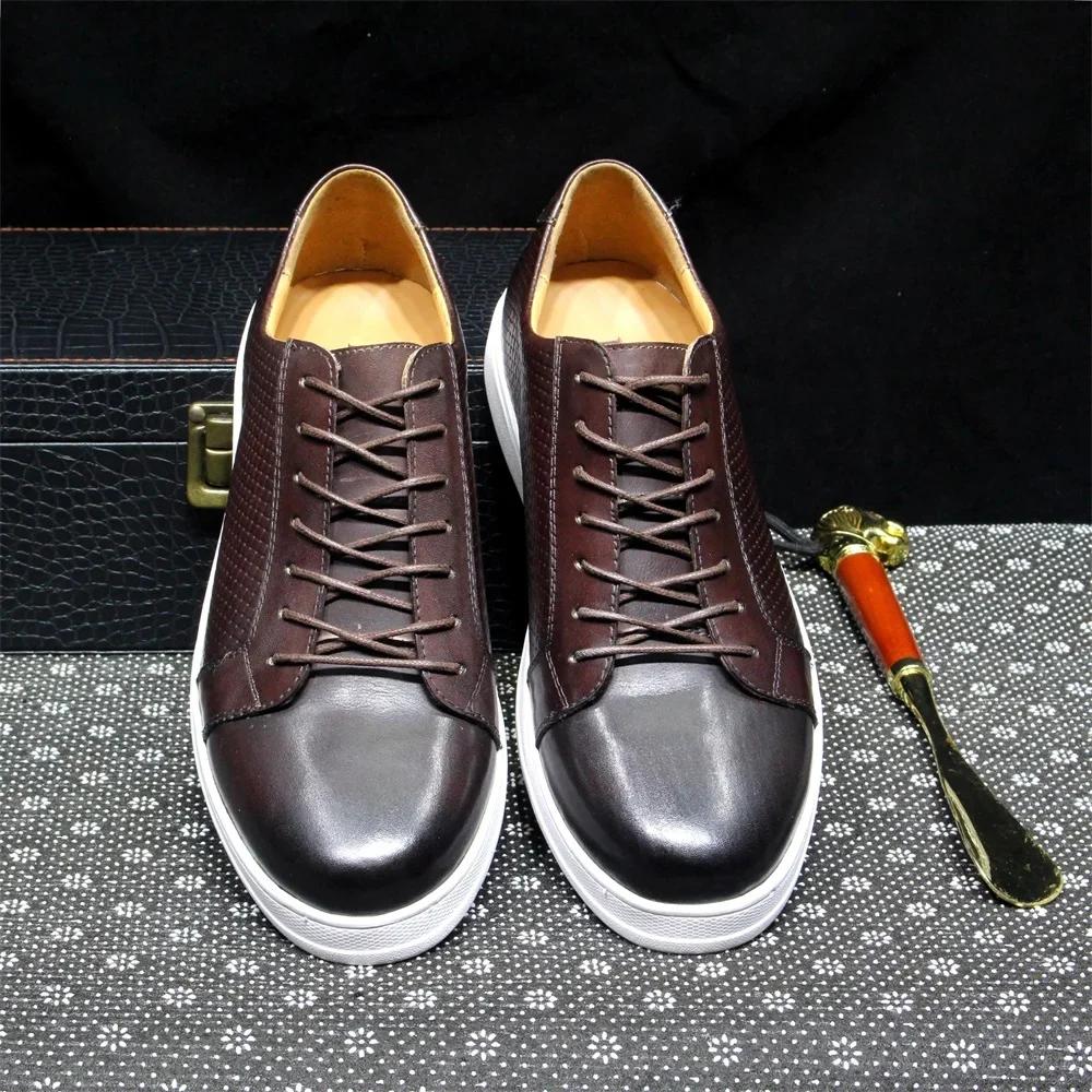 Derby classique pour hommes chaussures décontractées vache en cuir véritable à lacets confortable conduite baskets plat 