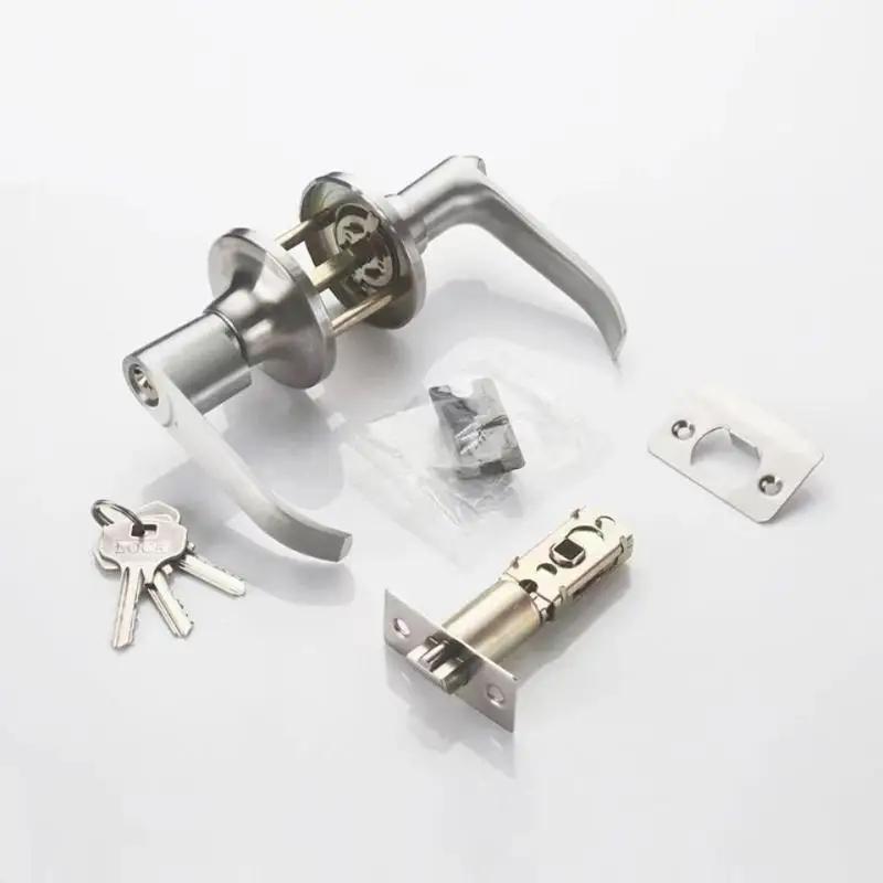 Poignée de porte ronde avec serrure, bouton d'entrée à clé pour portes intérieures, chambre, salle de bain, sécurité, design antirouille