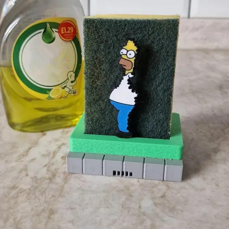 Porte-éponge Homer Simpson, accessoires de rangement de cuisine amusants
