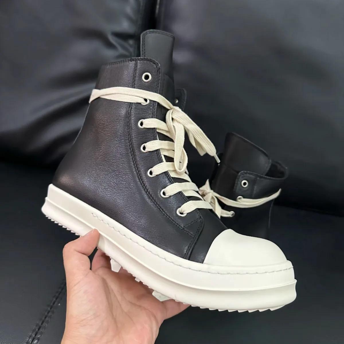 Ro Boot – chaussures montantes en cuir noir pour hommes et femmes