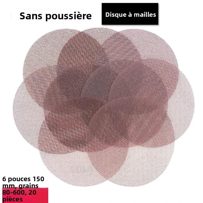 20 PC 6 pouces 150mm crochet boucle maille sans poussière Anti-blocage papier de verre abrasif 80-600 grain peinture voi