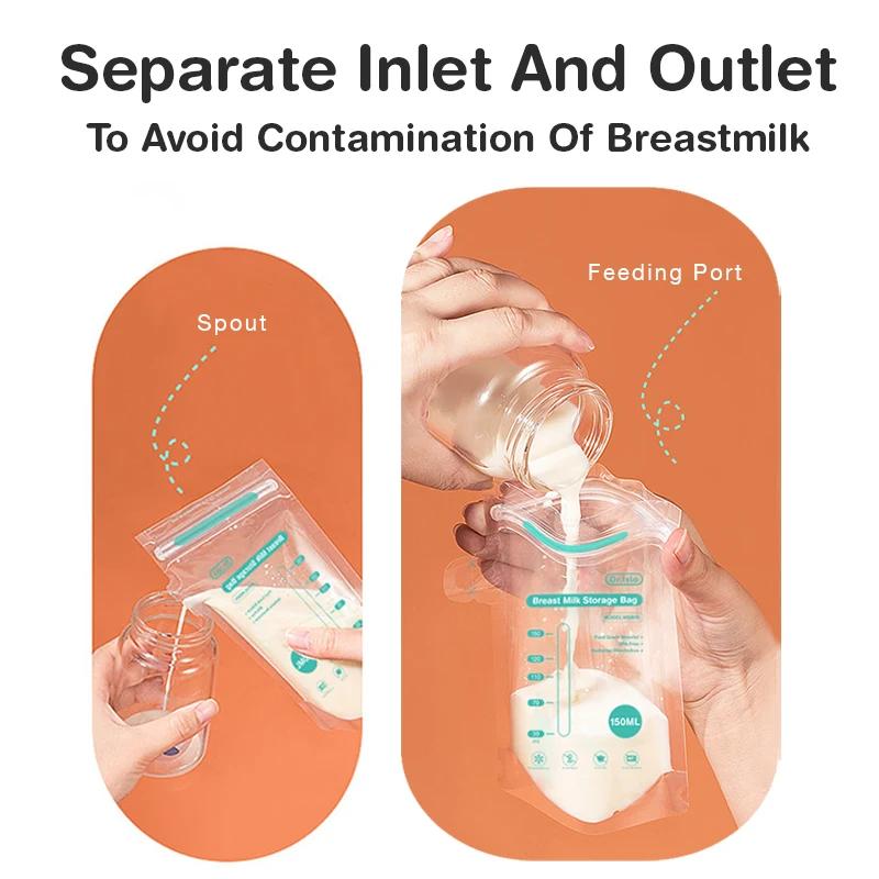 Sacs de stockage lait maternel jetables 150ML MAMIJOY 100 pièces sans BPA pour congélation sécurisée