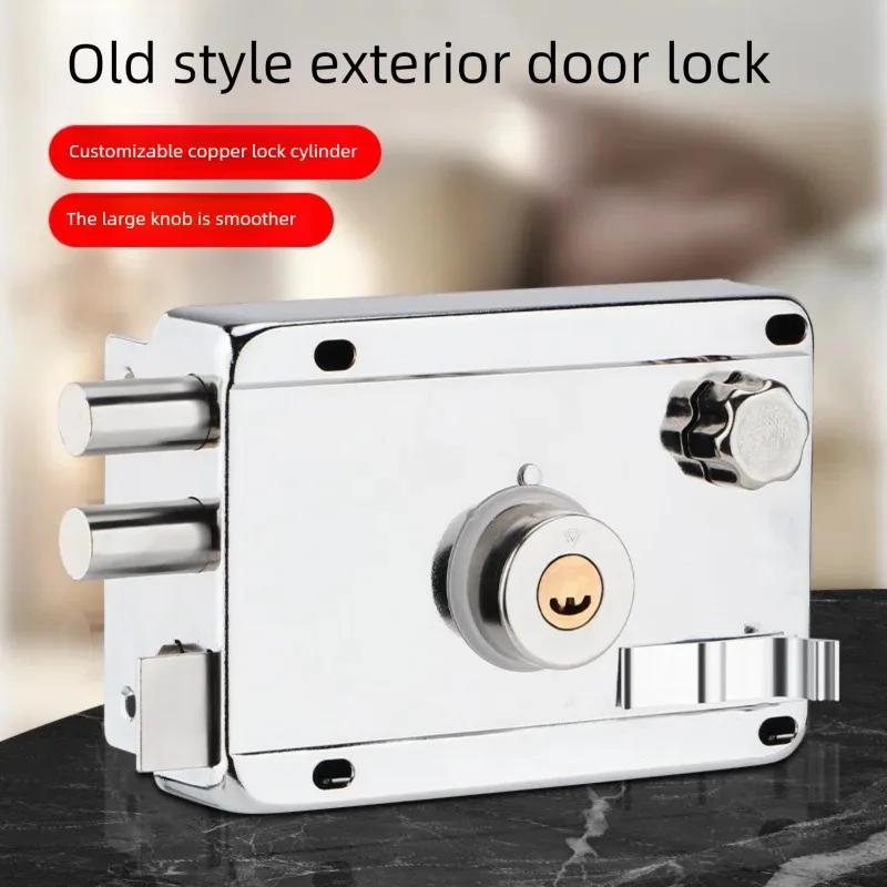 Serrures de porte extérieures en acier inoxydable, serrure de sécurité antivol, serrure de porte en bois à assurance Multiple avec clés, quincaillerie de meubles