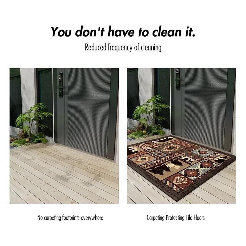 Tapis d'entrée de porte de style européen classique, matériau en polyester résistant aux virus de salle de bain, décoration de la maison, non ald D343