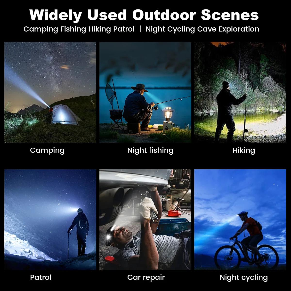 1-3 pièces LED phare lumineux USB Rechargeable tête lampe de poche capteur de mouvement Portable 10W pour Camping course