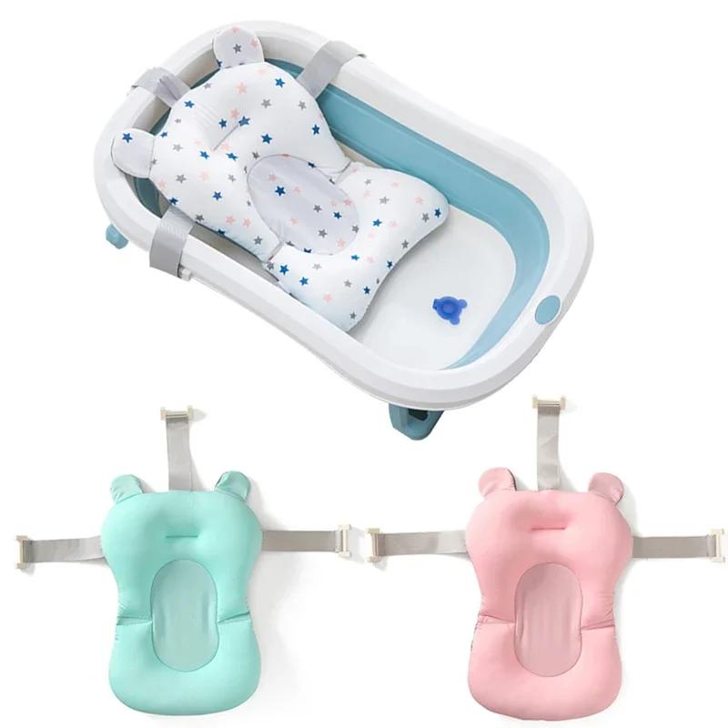 Tapis de Support de siège de bain pour bébé, coussin de baignoire pliable et chaise, oreiller de baignoire pour nouveau-né, antidérapant, doux et confortable, coussin corporel