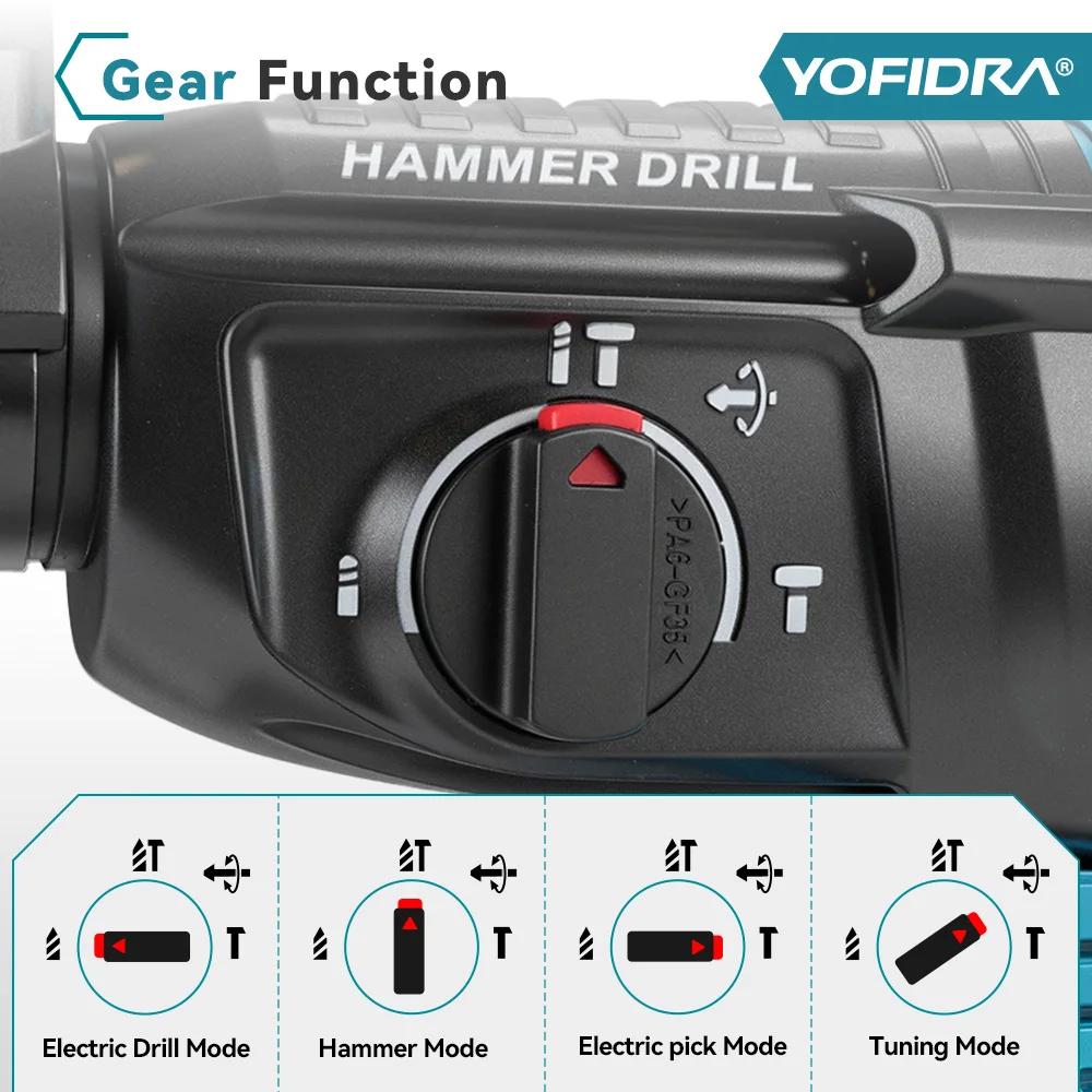 YOFIDRA 26MM perceuse à percussion électrique sans brosse multifonctionnelle rotative sans fil outils électriques rechar