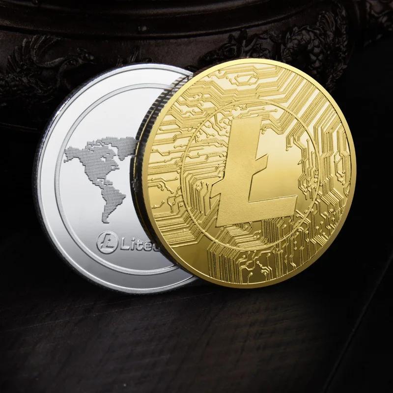 Pièce Litecoin LTC en Métal Plaqué Or et Argent
