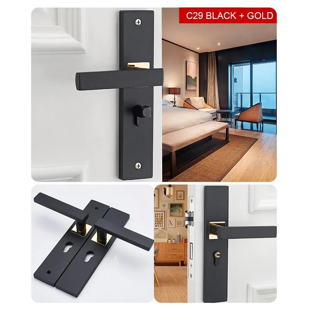 Poignée de porte robuste rétro pour chambre à coucher, couleur bois, pour cuisine, maison, porte en bois, meuble, serrure de porte en aluminium