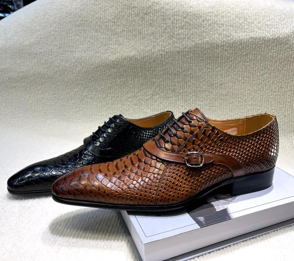Chaussures habillées en cuir véritable pour hommes