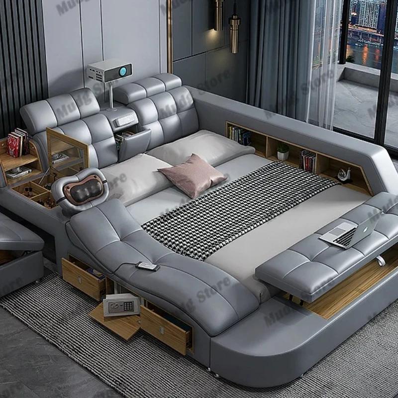 Ordinateur portable lit électrique poignées uniques moderne dormir lit intelligent haut-parleur stockage Double Muebles Para El Hogar maison accessoires