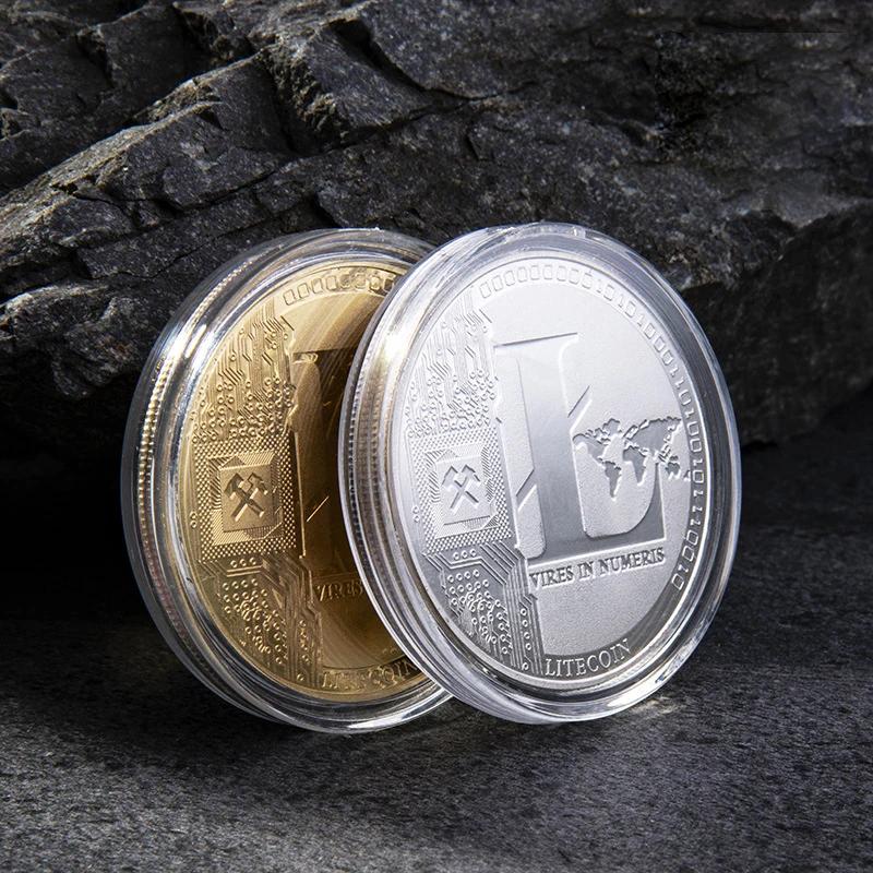 Pièce Litecoin LTC en Métal Plaqué Or et Argent