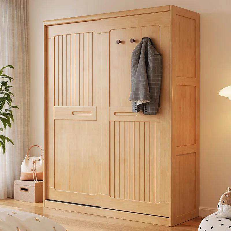 Armoire de luxe à portes coulissantes pour chambre, placards de rangement, armoire à vêtements en bois style ferme, meuble de chambre à coucher