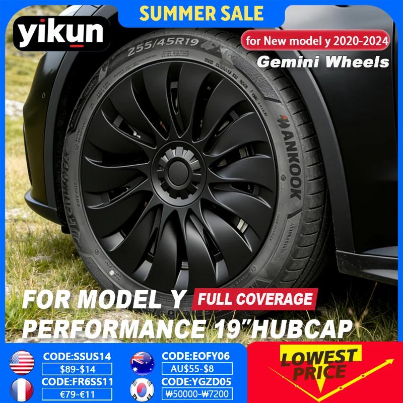4 pièces de cache-roues pour Tesla Model Y 19 pouces Performance Automobile Remplacement de capuchon de moyeu Couverture