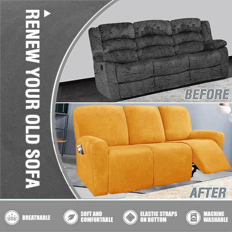 Housse de canapé inclinable extensible en velours