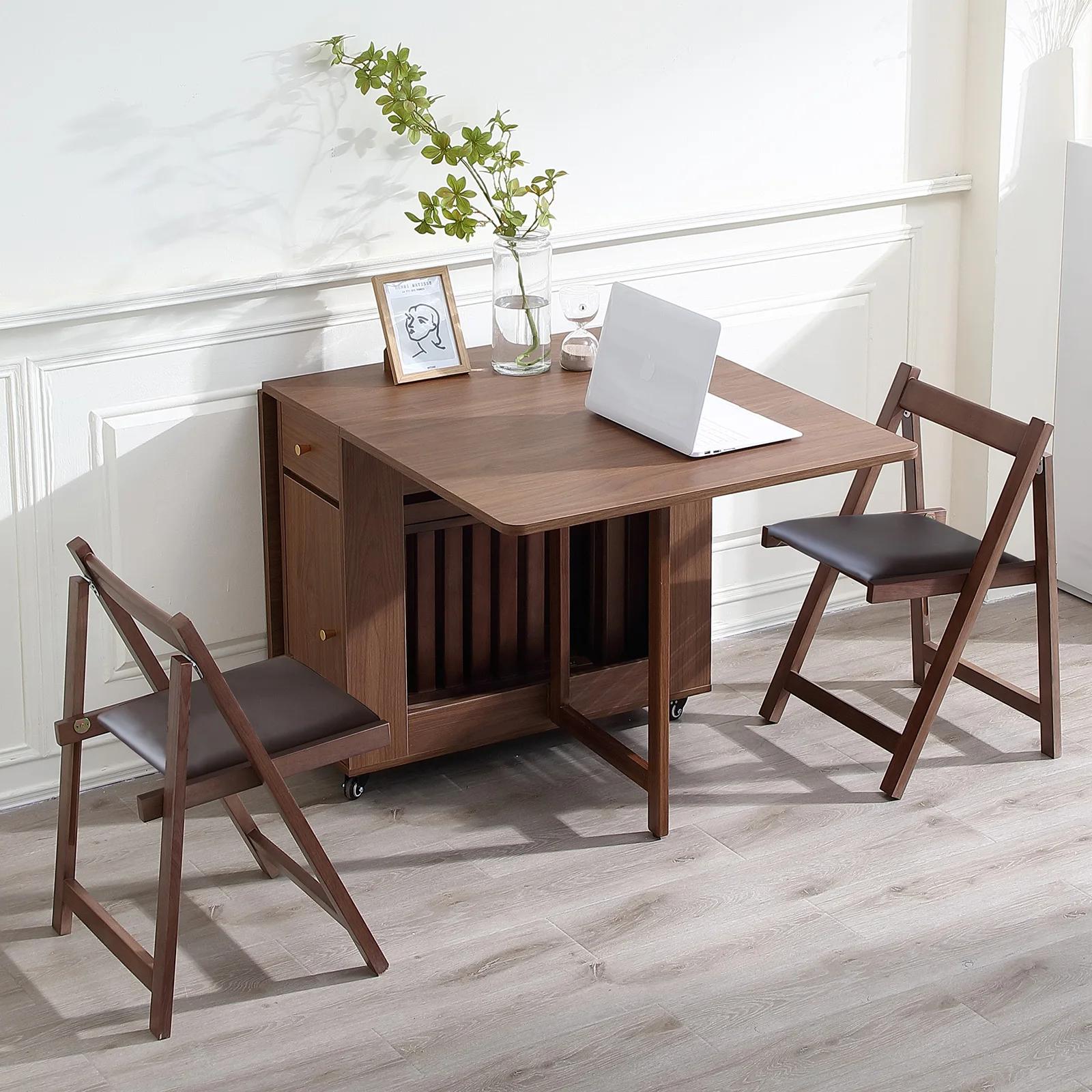 Table de salle à manger pliante extensible avec cuir chevelu tombant