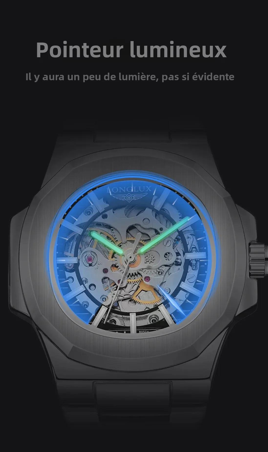 Montre automatique mécanique pour homme LONGLUX