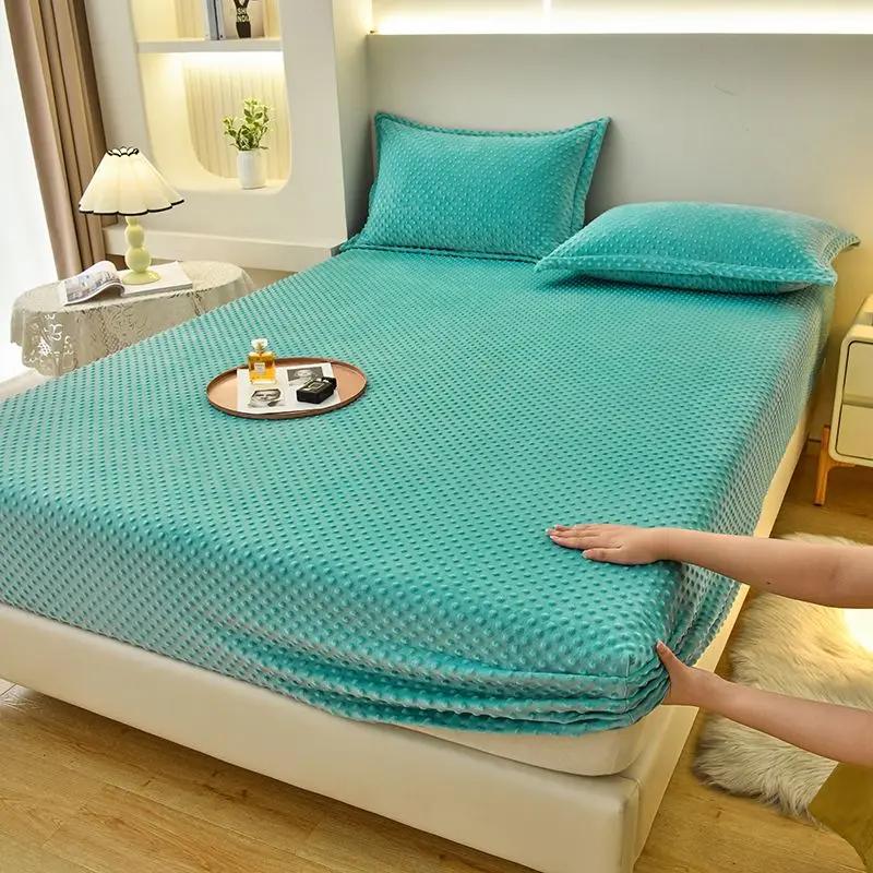 Drap de lit en velours corail