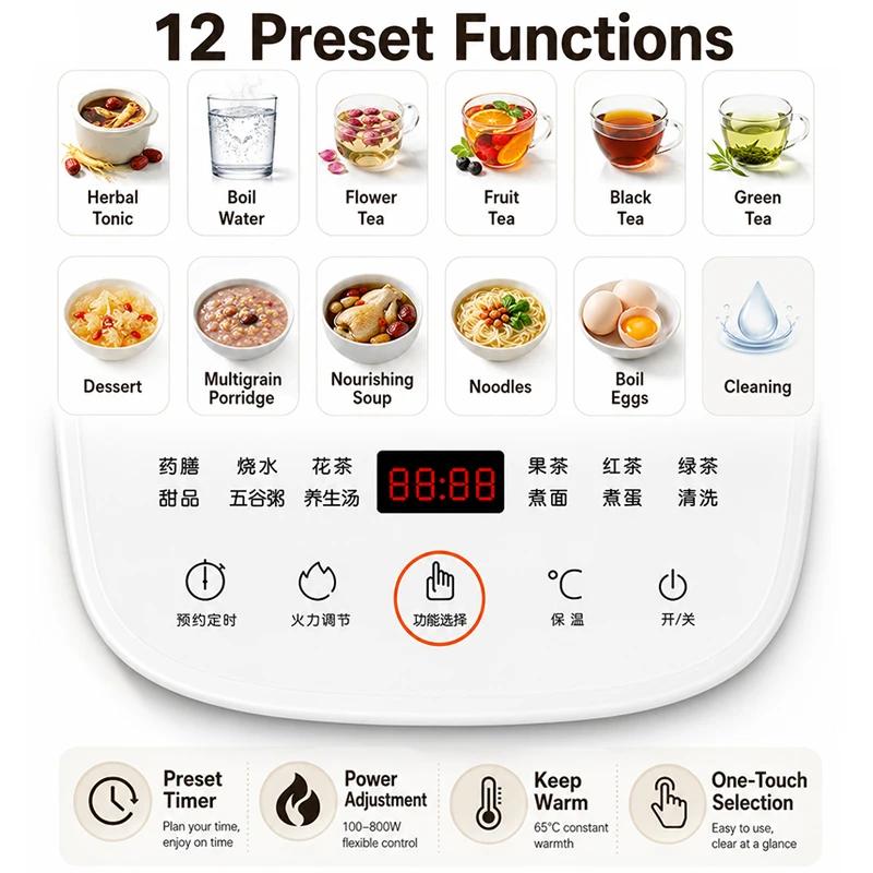 220V Jiuyang pot de santé multi-fonctionnel fleur théière verre ragoût