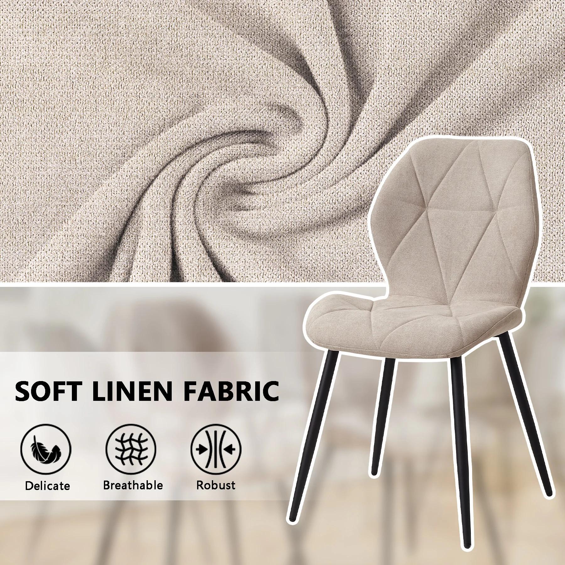 EGOONM – ensemble de 2/4/6 chaises de salle à manger rembourrées en tissu de lin