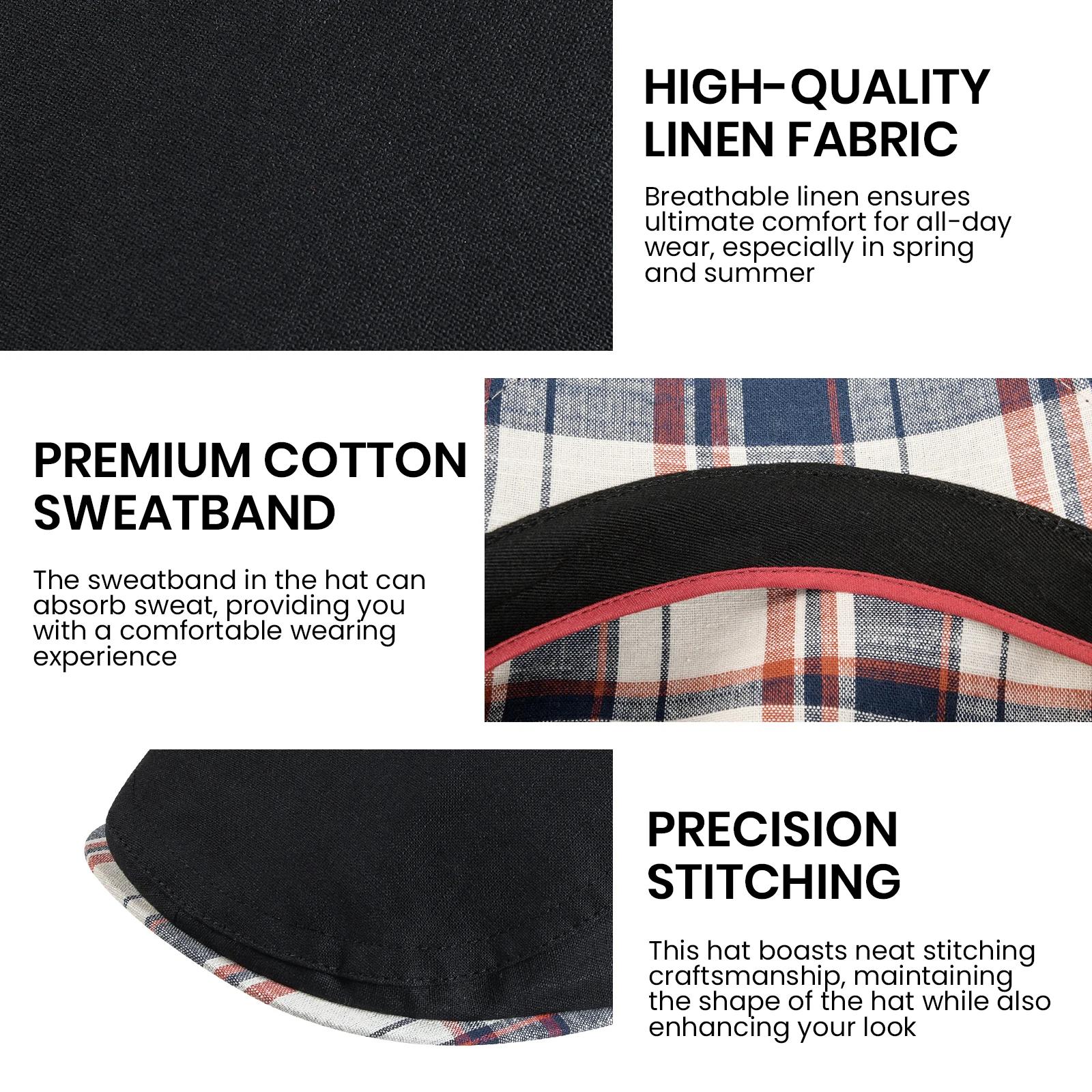 Jangoul hommes casquette plate doux Vintage lin chapeaux décontracté rétro gavroche chapeau béret pour homme conduite Iv