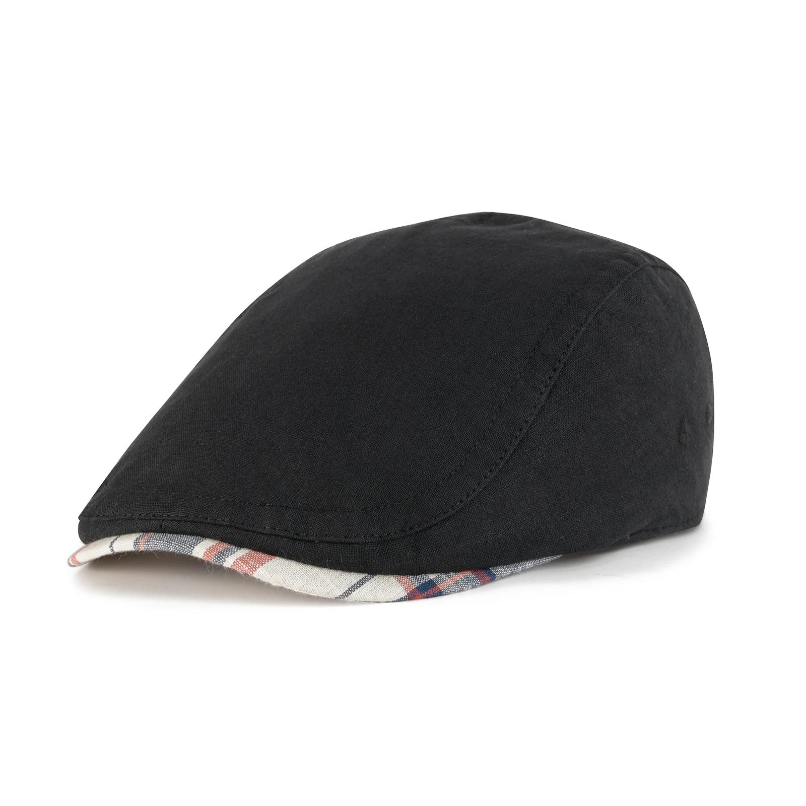 Jangoul hommes casquette plate doux Vintage lin chapeaux décontracté rétro gavroche chapeau béret pour homme conduite Iv
