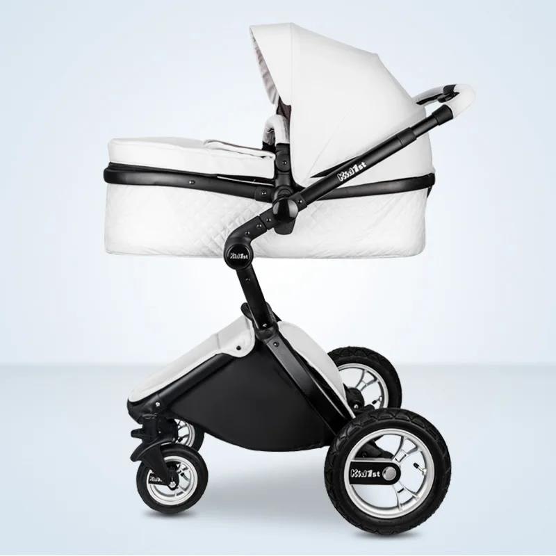 Poussette de Luxe Portable en Cuir pour Bébé, Landau de Voyage, Voiture