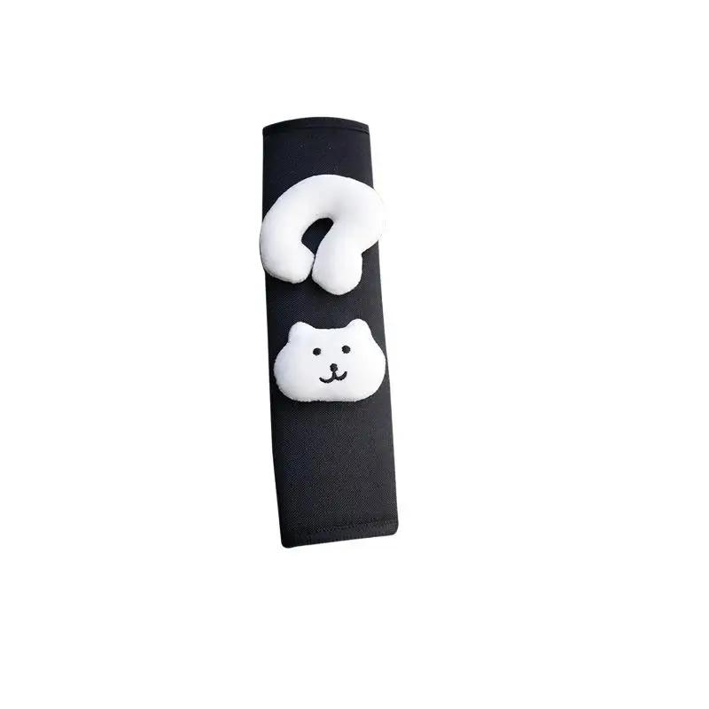 Couvre-ceinture de sécurité pour voiture en forme de chat de dessin animé, en peluche douce hypoallergénique, protège-épaule adapté à tous les groupes d'âge