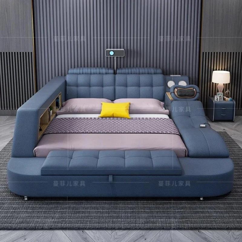 Lit électrique multifonctionnel avec haut-parleur intégré, design nordique élégant, pour chambre à coucher, accessoires de maison