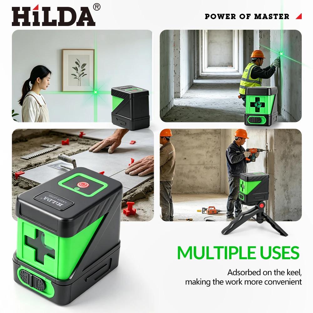 HILDA 2 Lignes Niveau Laser Auto Nivellement Vert Poutres