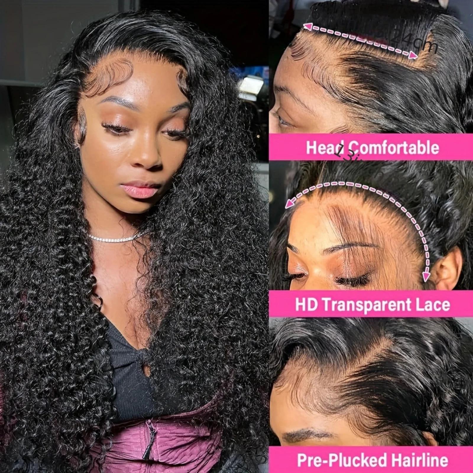Perruque de cheveux humains bouclés 13x4 style birman Deep Wave