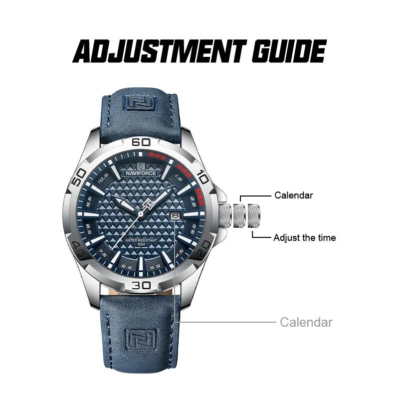 NAVIFORCE marque hommes mode montres à Quartz mâle bracelet en cuir Sport étanche
