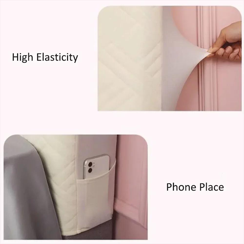 Couverture de tête de lit matelassée épaisse, couverture de tête de lit en peluche tout compris pour chambre de fille, couleur unie, couverture de protection arrière de lit, décoration de maison