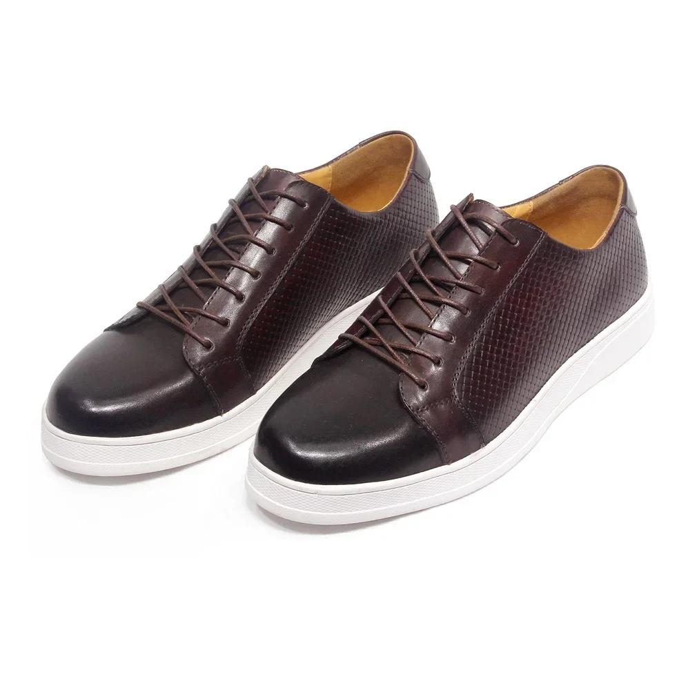 Derby classique pour hommes chaussures décontractées vache en cuir véritable à lacets confortable conduite baskets plat 