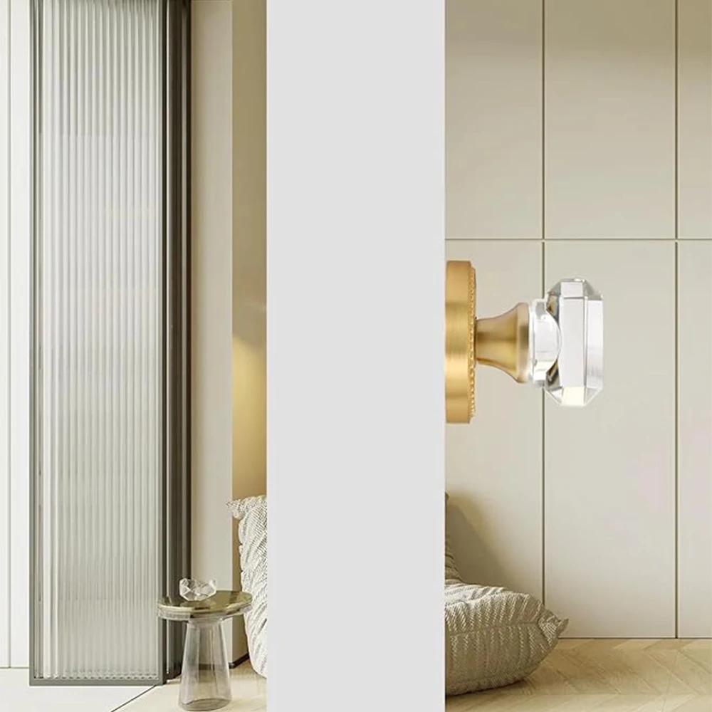 Poignée de porte intérieure, poignée en cristal, sans serrure, sans clé, un ensemble, or bronze argent avec accessoires