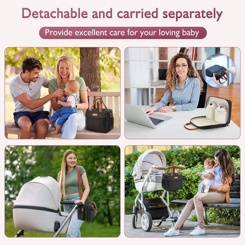 Sac de tire-lait détachable avec compartiment glace - sac de voyage portable pour lait maternel réfrigéré