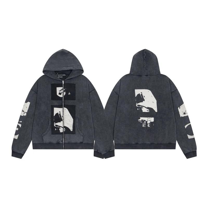 2025ss erd sweat à capuche High Street poche kangourou fermeture éclair manches longues