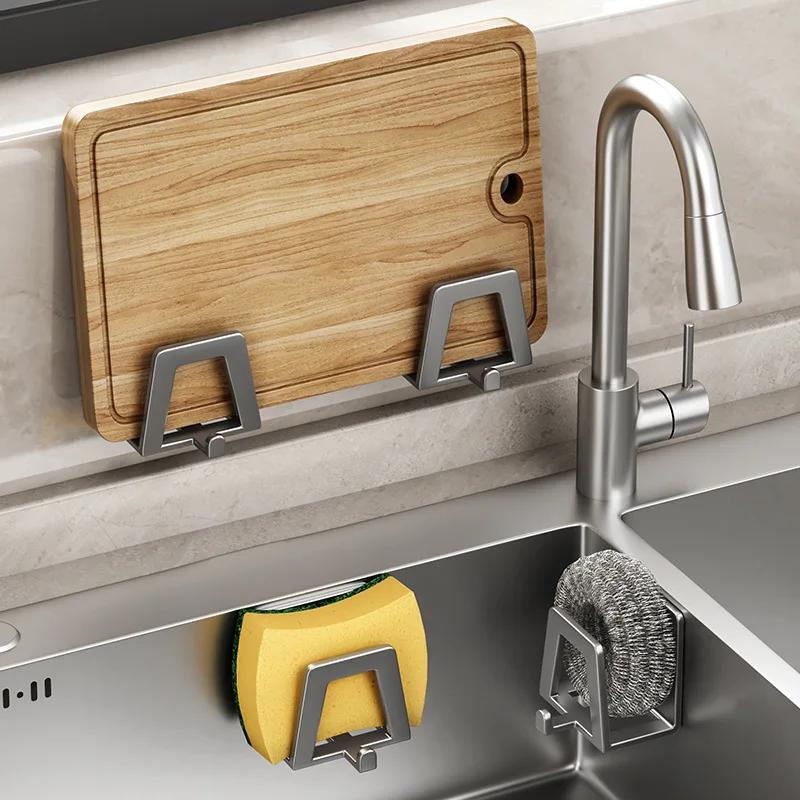 Porte-éponge auto-adhésif en acier inoxydable