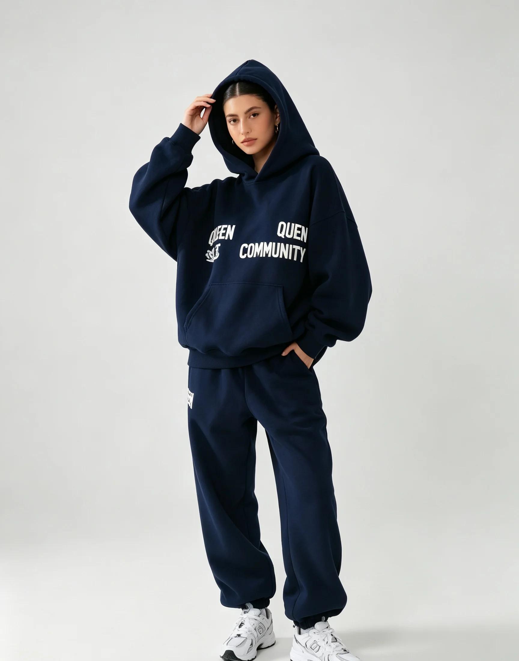 2025 printemps et automne marque à la mode imprimé ensemble à capuche avec sweat