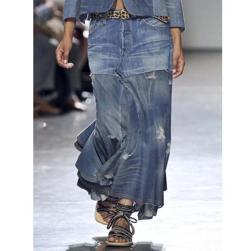 Jupe longue en jean Denim pour femme