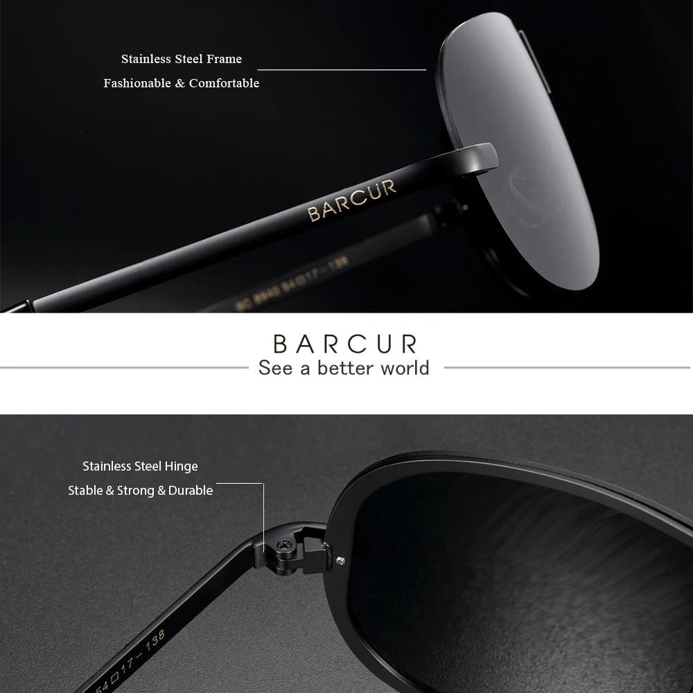 Lunettes de soleil noires polarisées BARCUR lunettes jaunes sans monture hommes conduite Vision noct