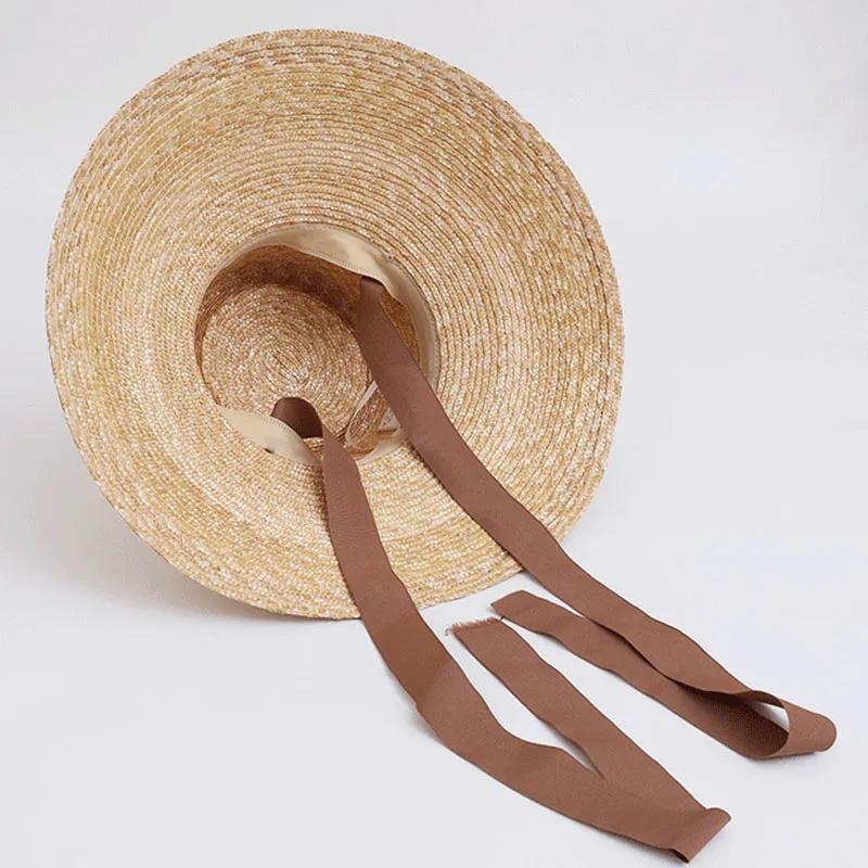 Chapeau de paille à large bord pour femmes, avec mentonnière, chapeaux de soleil d'été, Protection s