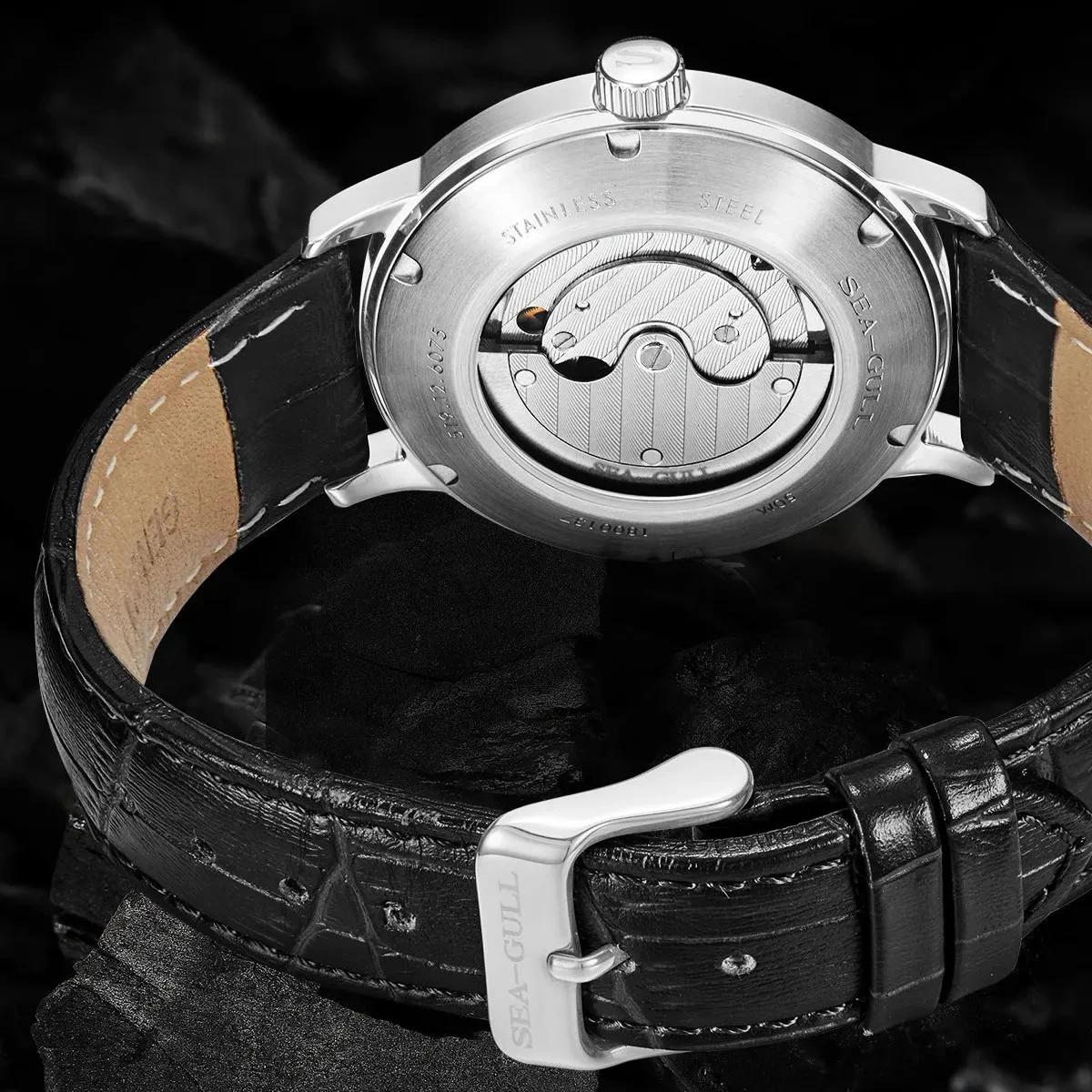 Seagull nouvelle montre d'affaires montres mécaniques pour hommes 50 m étanche en cuir Valentine mon